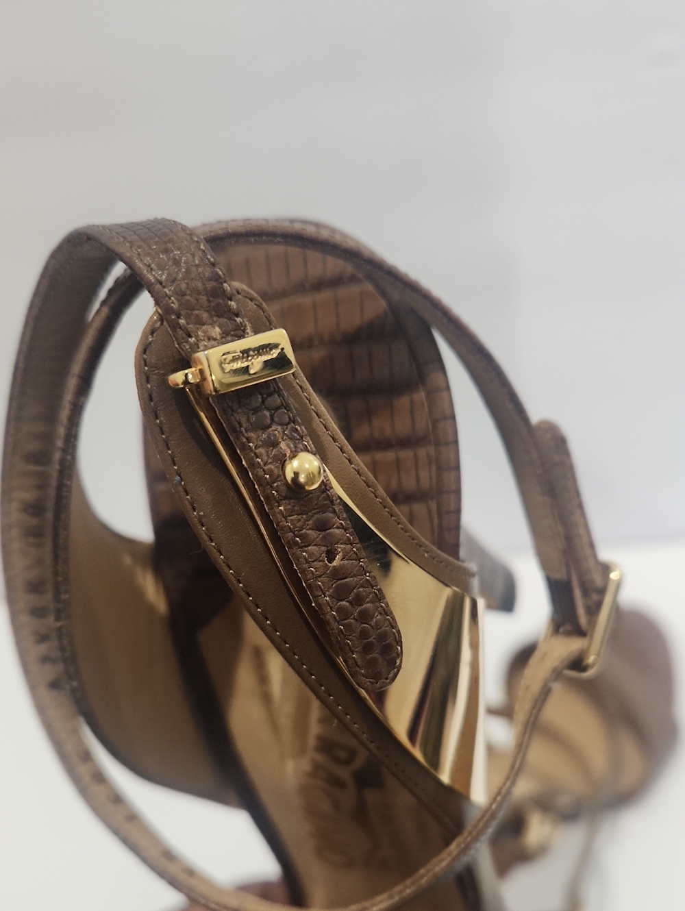 Salvatore Ferragamo Lizard Embossed Leather Heels - Picture 10 of 16